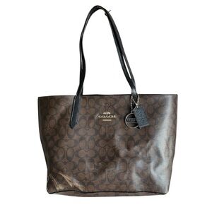 Large Coach Brown and Black Signature Tote